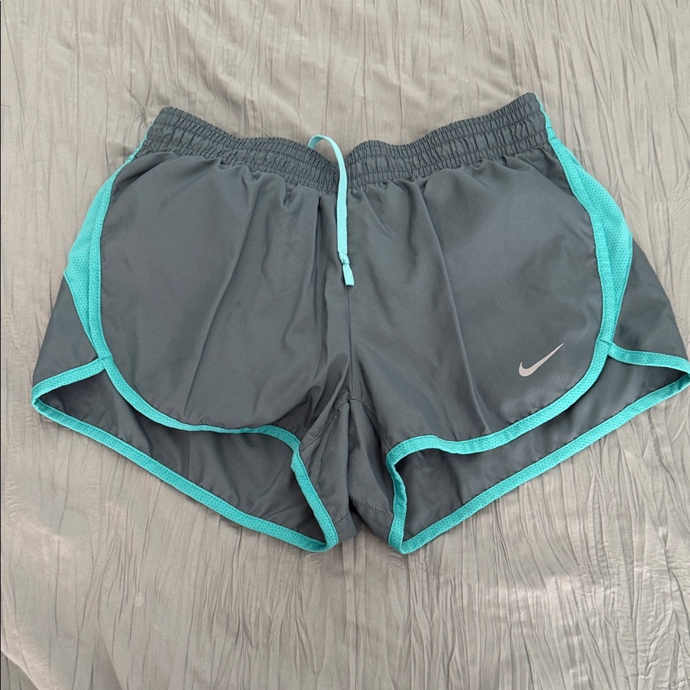 Nike Women's Gray and Teal Athletic Shorts